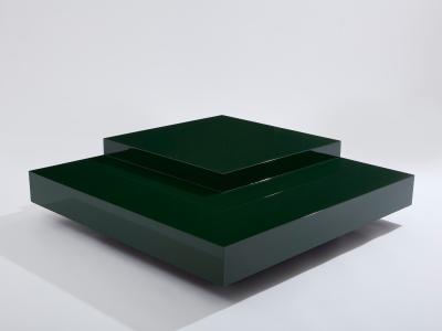 Willy Rizzo Willy Rizzo forest green lacquer square coffee table 1970s