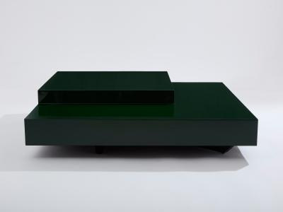 Willy Rizzo Willy Rizzo forest green lacquer square coffee table 1970s