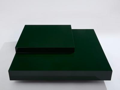 Willy Rizzo Willy Rizzo forest green lacquer square coffee table 1970s