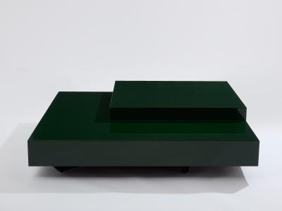 Willy Rizzo Willy Rizzo forest green lacquer square coffee table 1970s