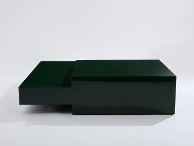 Willy Rizzo Willy Rizzo forest green lacquer square coffee table 1970s