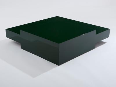 Willy Rizzo Willy Rizzo forest green lacquer square coffee table 1970s