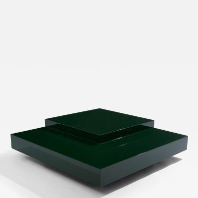 Willy Rizzo Willy Rizzo forest green lacquer square coffee table 1970s