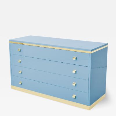 Willy Rizzo Willy Rizzo light blue lacquered and brass commode 1970s