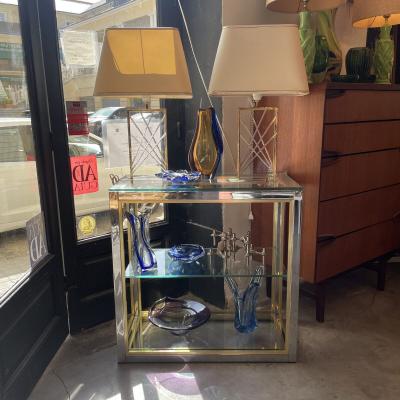 Willy Rizzo Willy Rizzo style Gold Silver Metal and Glass Console