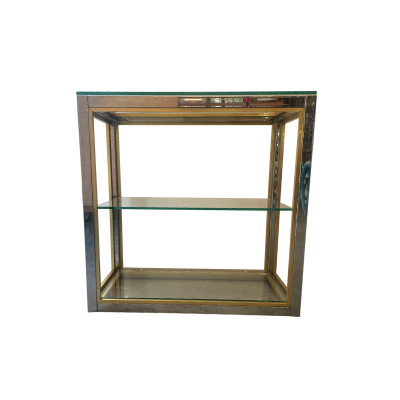 Willy Rizzo Willy Rizzo style Gold Silver Metal and Glass Console