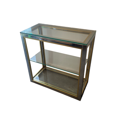 Willy Rizzo Willy Rizzo style Gold Silver Metal and Glass Console