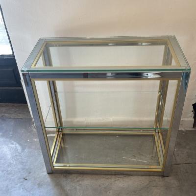 Willy Rizzo Willy Rizzo style Gold Silver Metal and Glass Console