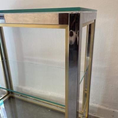 Willy Rizzo Willy Rizzo style Gold Silver Metal and Glass Console