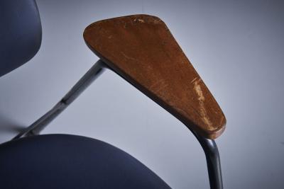 Willy Van der Meeren Pair of dark blue Willy van der Meeren Lounge Chairs in skai Belgium 1950s