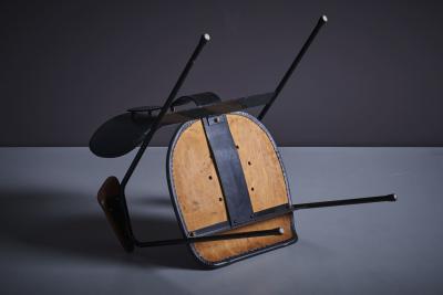 Willy Van der Meeren Pair of dark blue Willy van der Meeren Lounge Chairs in skai Belgium 1950s