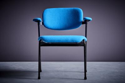 Willy Van der Meeren Willy van der Meeren for Tubax Pair of Lounge Chairs in blue Belgium 1950s