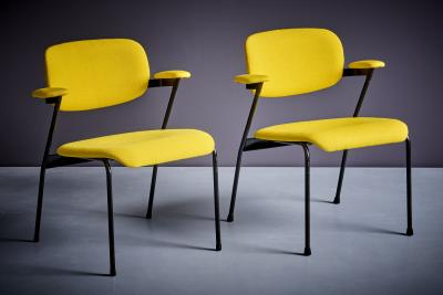 Willy Van der Meeren Willy van der Meeren for Tubax Pair of Lounge Chairs in yellow Belgium 1950s