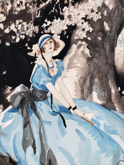 Wilmot Emerton Heitland Art Deco Handsome Couple in Garden Illustration