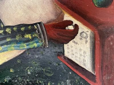 Wilson Bigaud Haitian Couple in Bed Simultaneously Adjusting their Radios Surrealism