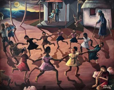 Wilson Bigaud Haitian Surrealism Children in a Swirling Dance