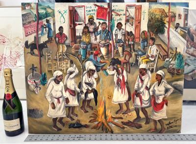 Wilson Bigaud Voodoo Ceremony Outdoors with Vodou Chicken Sacrifice