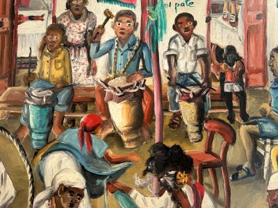 Wilson Bigaud Voodoo Ceremony Outdoors with Vodou Chicken Sacrifice