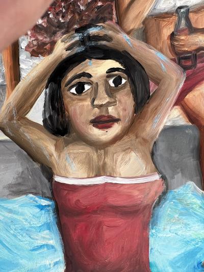 Wilson Bigaud What Are They Looking At Sexy Nude Naive Caribbean Art Swimming Pool