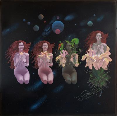 Wilson McLean Celestial Metamorphosis Nude Sci Fi Woman becomes a flower in outer space