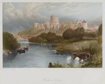 Windsor Castle A Framed 19th C Engraving After Myles Birket Foster