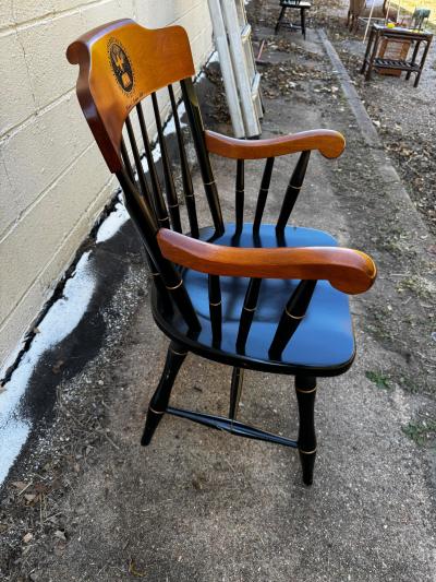 Windsor Style Black Lacquer Sigillum University Armchair