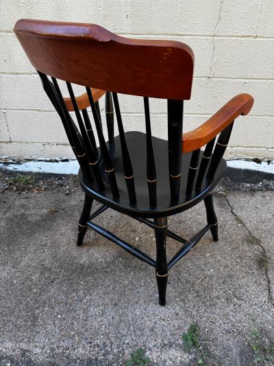 Windsor Style Black Lacquer Sigillum University Armchair