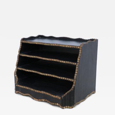 Windsor Style Black and Gold Bordered Desk Top Shelving