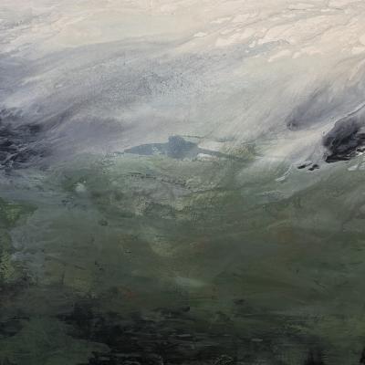 Windswept by Margot Nimiroski acrylic on canvas framed 36 x 36 