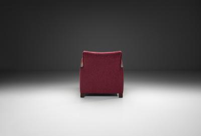 Wine Red Upholstered Art Deco Armchair Europe Mid 20th Century