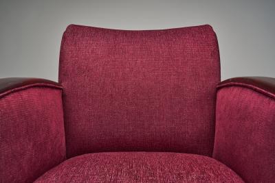 Wine Red Upholstered Art Deco Armchair Europe Mid 20th Century