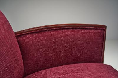 Wine Red Upholstered Art Deco Armchair Europe Mid 20th Century