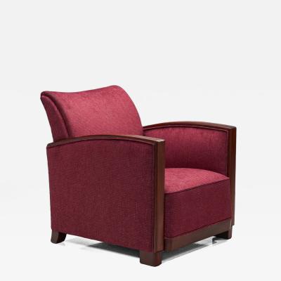 Wine Red Upholstered Art Deco Armchair Europe Mid 20th Century