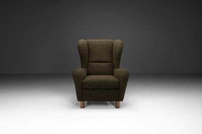 Wingback Armchair with Beech Legs Denmark Second half of the 20th Century