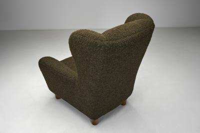 Wingback Armchair with Beech Legs Denmark Second half of the 20th Century