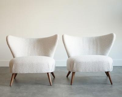Wingback Lounge Chairs in Boucl Denmark C 1950s