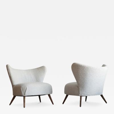 Wingback Lounge Chairs in Boucl Denmark C 1950s