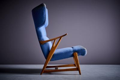 Winged Highback Italian Lounge Chair in the manner of Carlo Molino 1950s