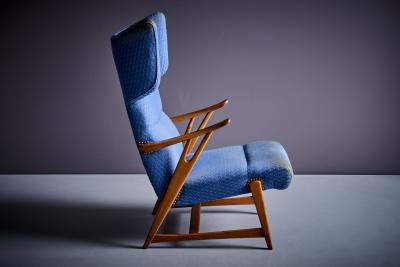 Winged Highback Italian Lounge Chair in the manner of Carlo Molino 1950s
