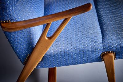 Winged Highback Italian Lounge Chair in the manner of Carlo Molino 1950s