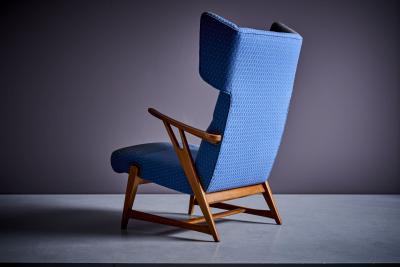 Winged Highback Italian Lounge Chair in the manner of Carlo Molino 1950s
