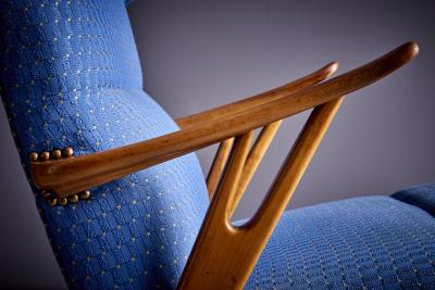 Winged Highback Italian Lounge Chair in the manner of Carlo Molino 1950s