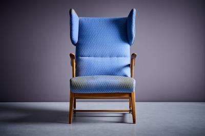 Winged Highback Italian Lounge Chair in the manner of Carlo Molino 1950s