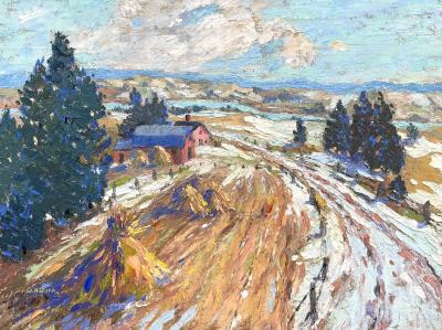 Winifred Adams Burr Haystacks in a Winter Thaw 