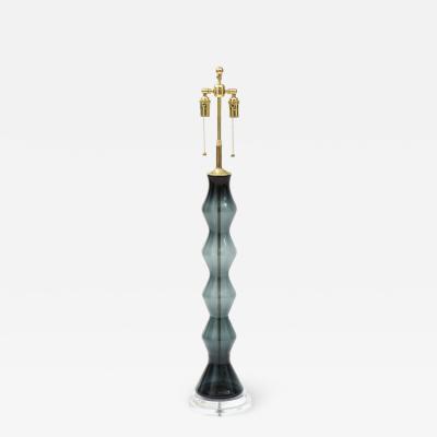 Winslow Blenko Monumental Blenko Smoky Blue Grey Glass Lamp