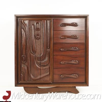 Witco Pulaski Oceanic Mid Century Highboy Brutalist Armoire