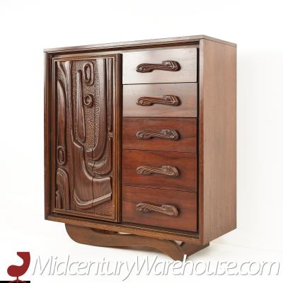 Witco Pulaski Oceanic Mid Century Highboy Brutalist Armoire