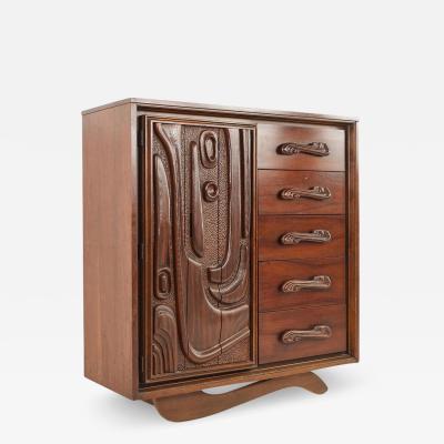 Witco Pulaski Oceanic Mid Century Highboy Brutalist Armoire