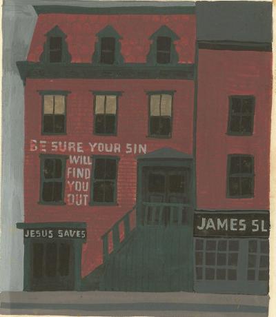 Witold Gordon Witold Gordon Gouache Jesus Saves Vanity Fair