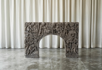 Wonderful Antique Bas Relief Fireplace Surround in Hand Carved Stone